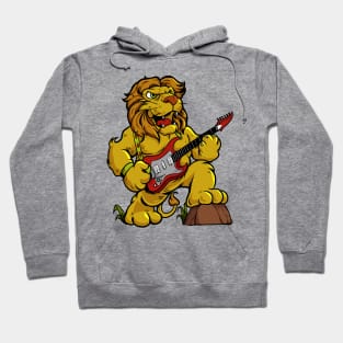 Cartoon lion playing electric guitar Hoodie